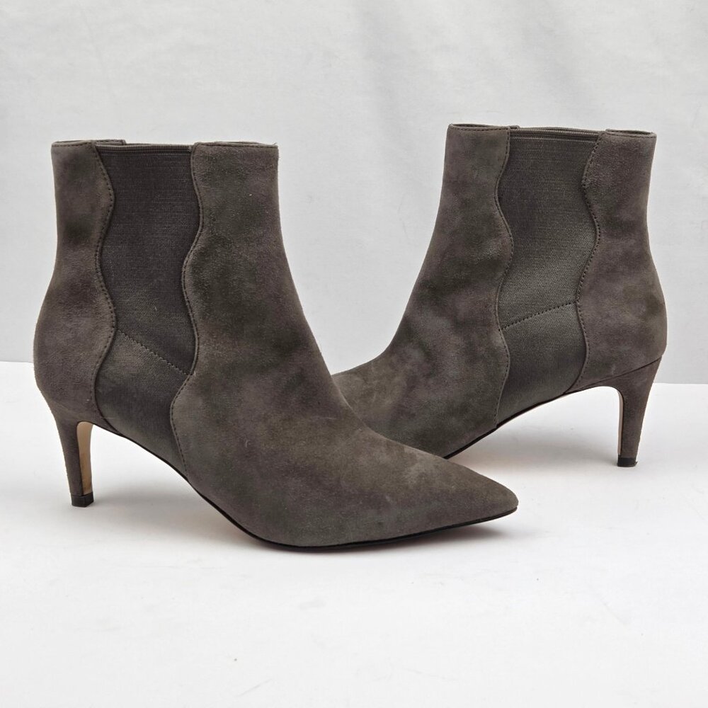 Cole Haan Grand 360 Vandem Wavy Gray Suede Pointed Toe Ankle Boots Size 7B